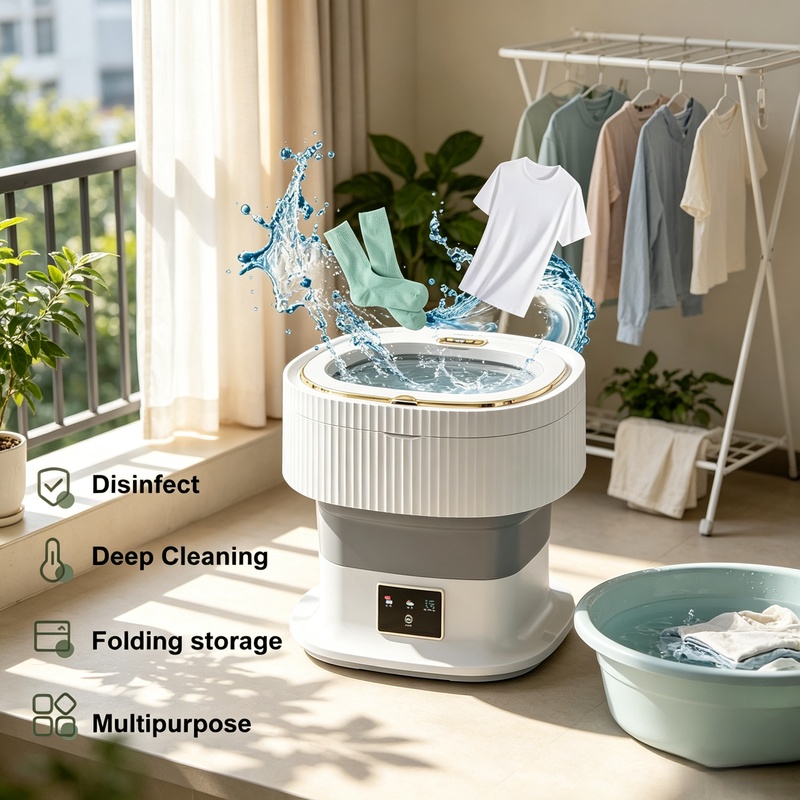 Baby Clothing Washing Machine - Mini lavatrice pieghevole da viaggio per