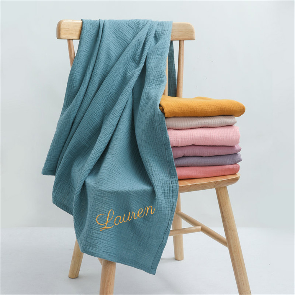 Muslin Swaddle Wrap - Nome personalizzato ricamato personalizzato in mussola